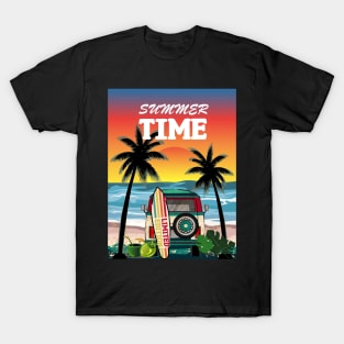 sunset surf on the beach T-Shirt